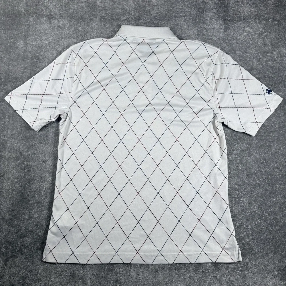 Brooks Brothers Polo Shirt Men's‎ Medium White Argyle Short Sleeve